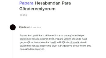 Papara Hesabımdan Para Gönderememe Sorunu